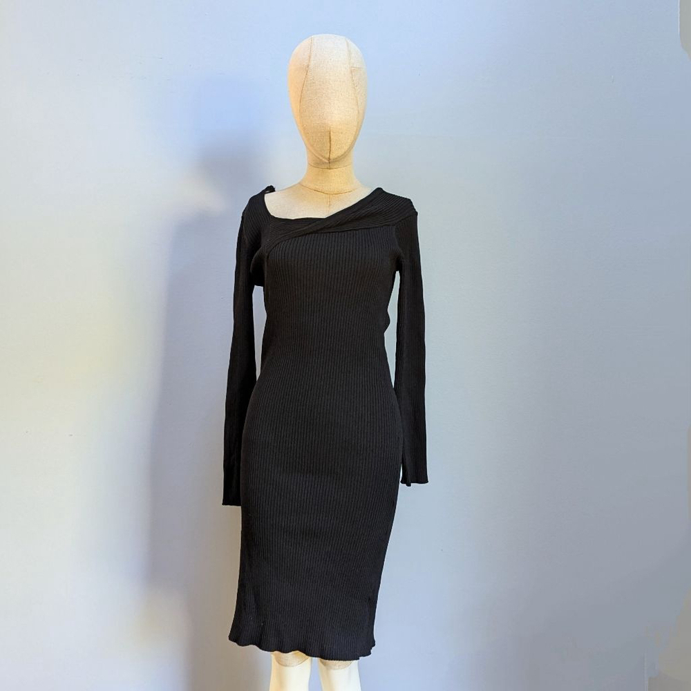 Linea Black Ribbed Dress- Size 16